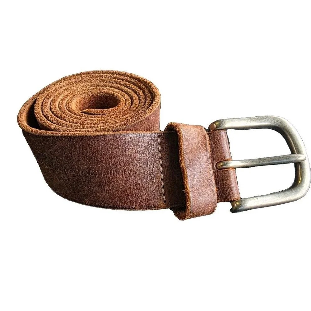 Y2K Vintage Abercrombie & Fitch Mens Belt 34 Leather 1990s Distressed 1 Prong